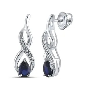 Splendid Jewellery's Sterling Silver Blue Sapphire and Diamond Elegance Earrings