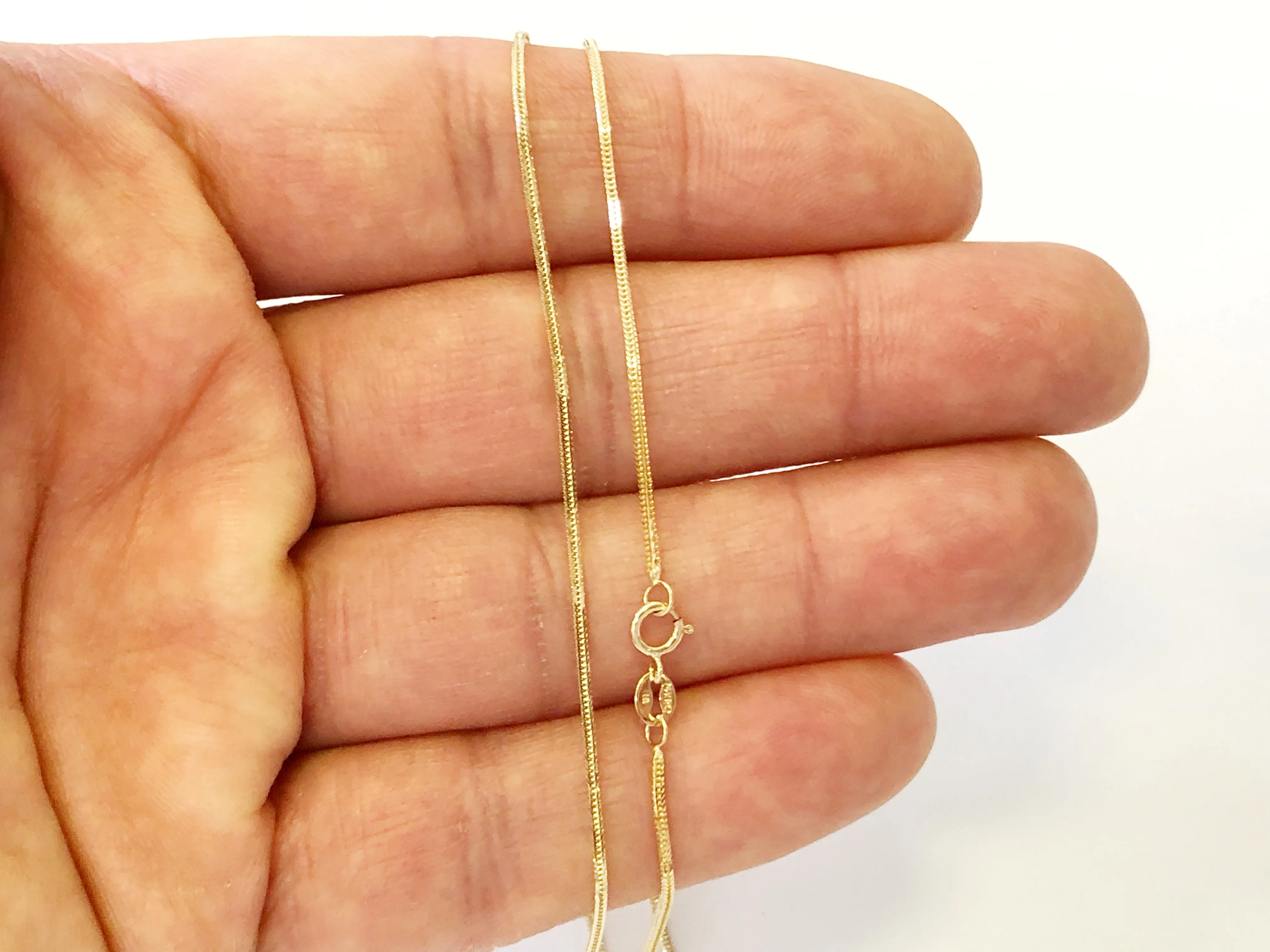 Square Wheat Foxtail Chain, 14K Yellow Gold 16"-20" - 0.8mm Layering Chain, Minimalist Chain, Everyday Necklace, Genuine 14K Gold For Women