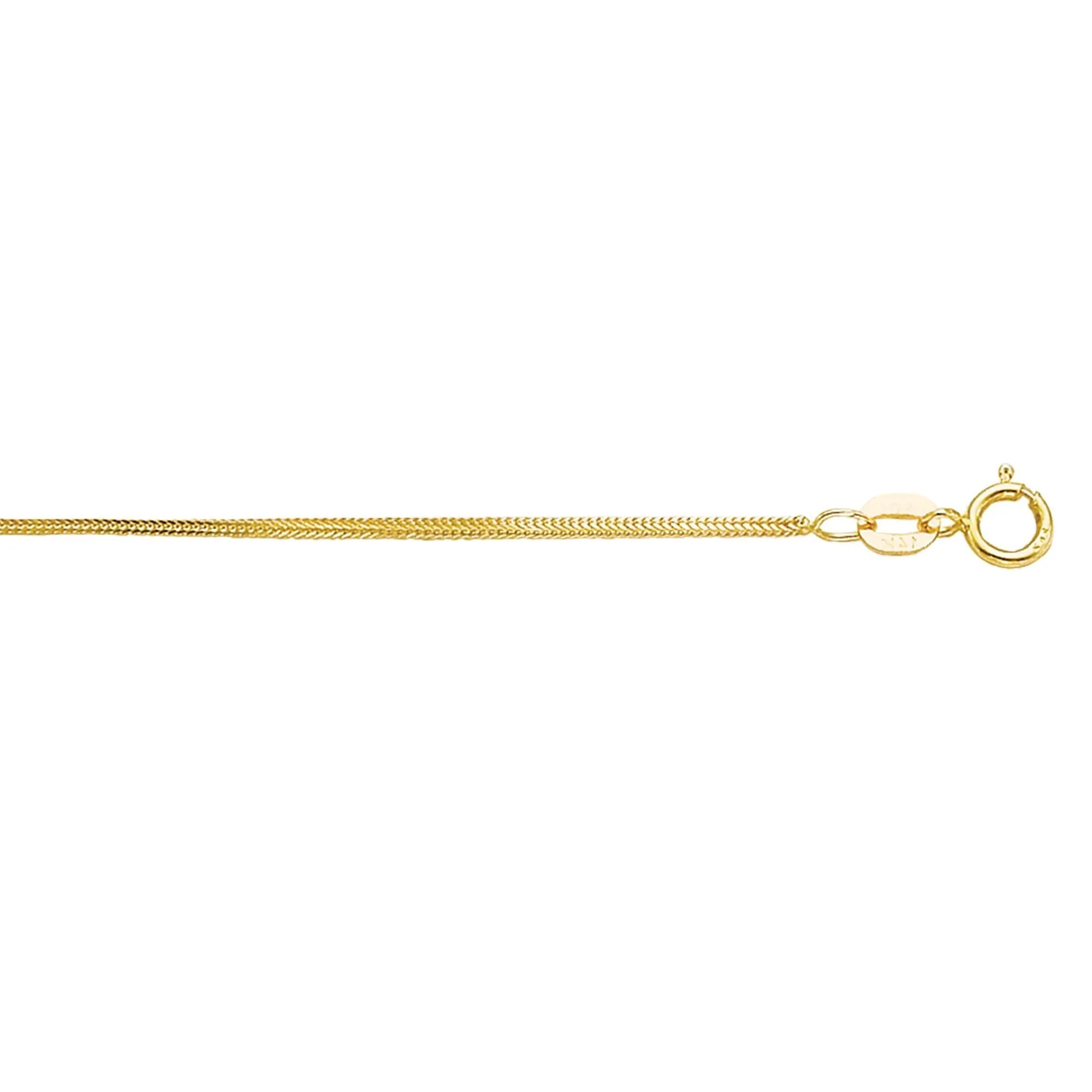 Square Wheat Foxtail Chain, 14K Yellow Gold 16"-20" - 0.8mm Layering Chain, Minimalist Chain, Everyday Necklace, Genuine 14K Gold For Women