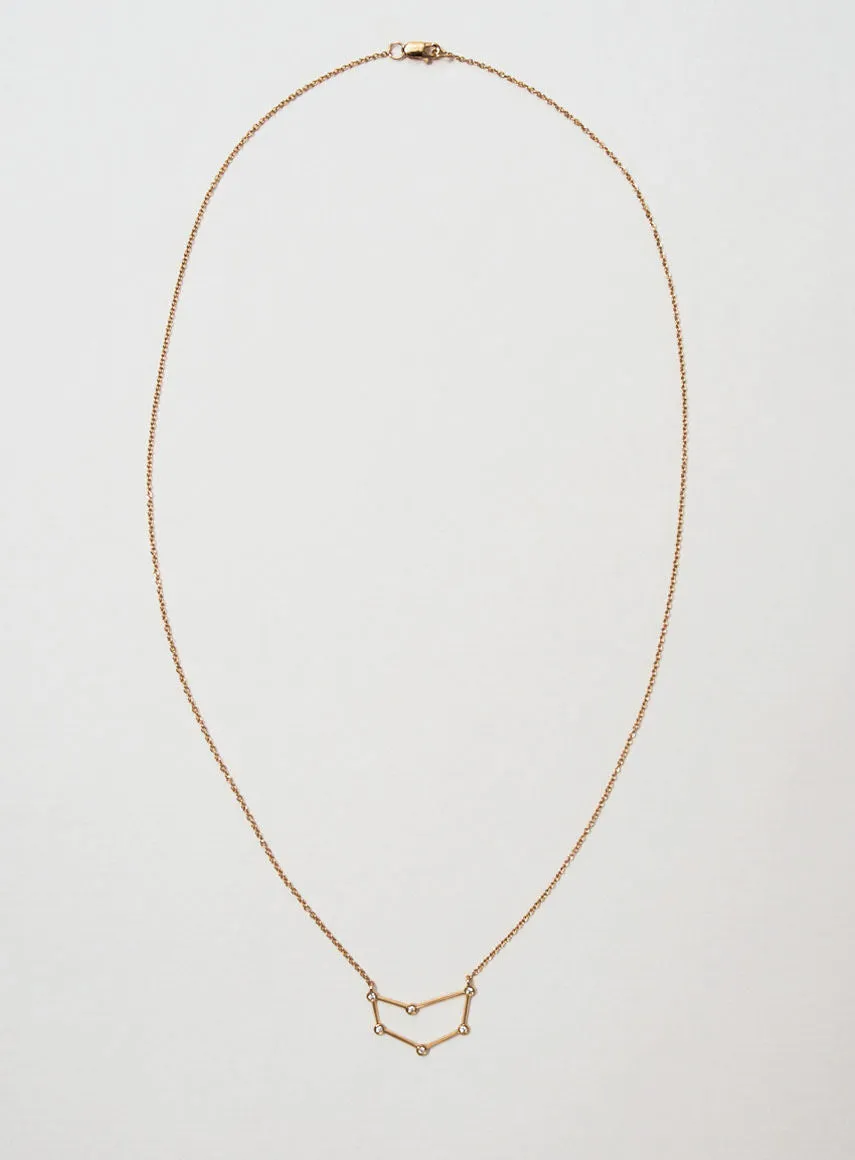 Star Sign Capricorn 18K Gold Necklace w. Diamond