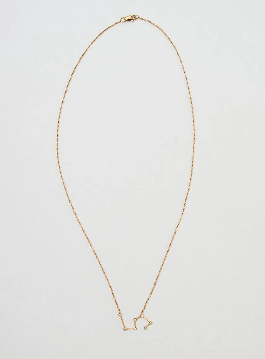 Star Sign Leo 18K Gold Necklace w. Diamond