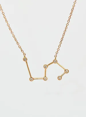 Star Sign Leo 18K Gold Necklace w. Diamond