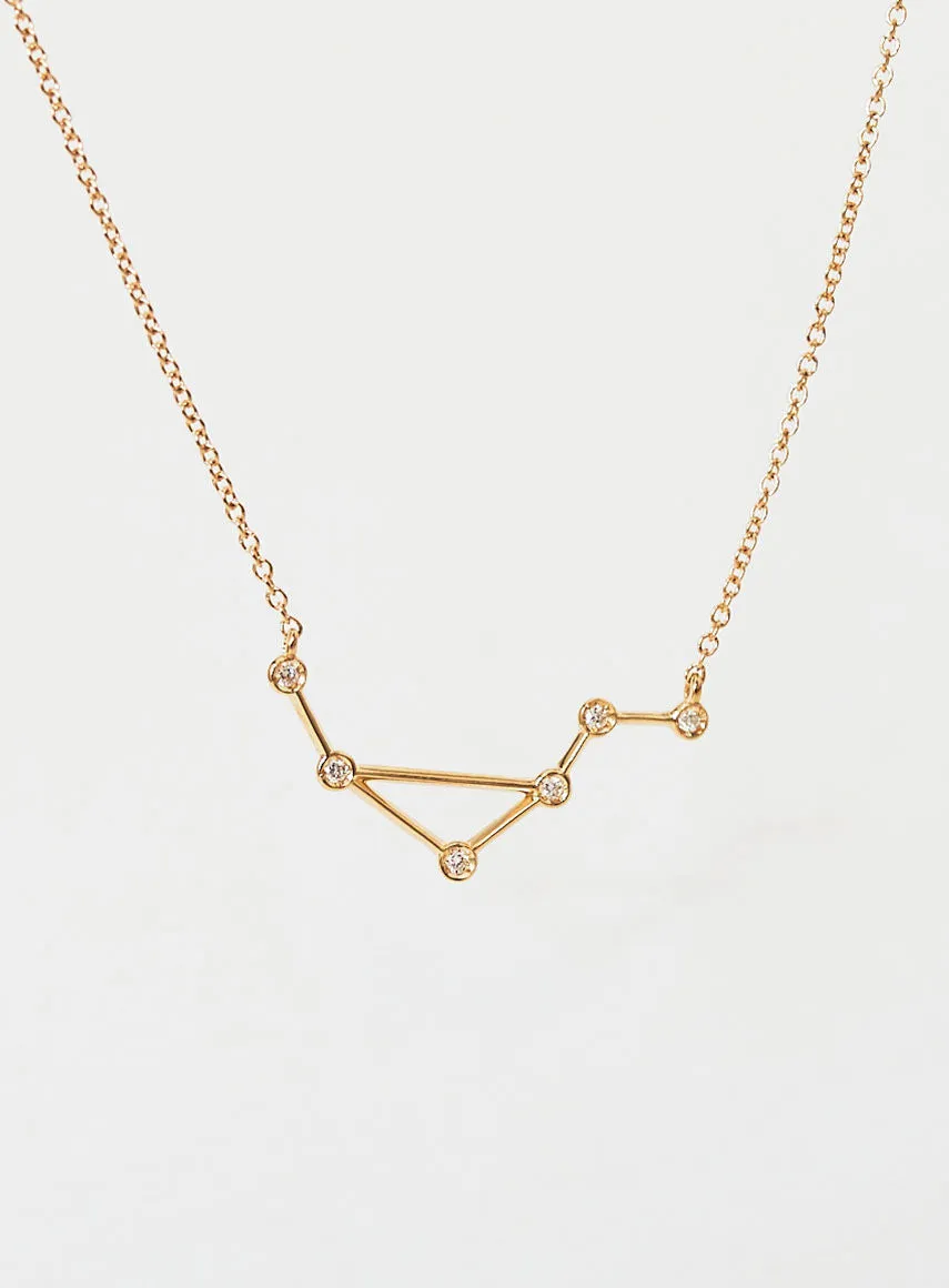 Star Sign Libra 18K Gold Necklace w. Diamond