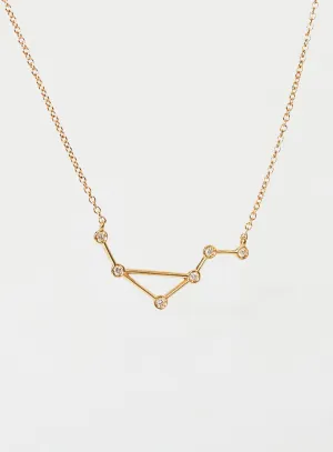 Star Sign Libra 18K Gold Necklace w. Diamond