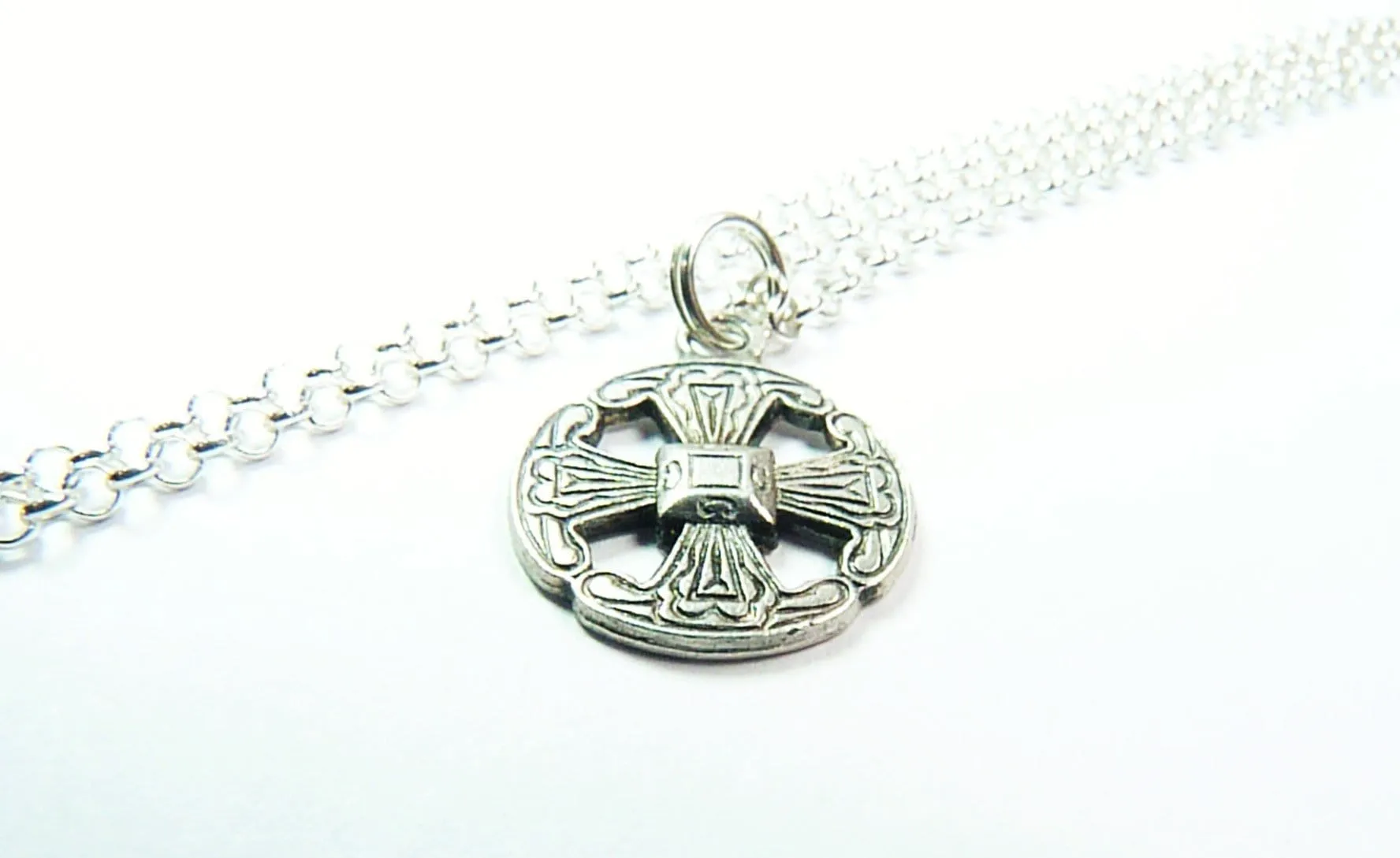 Sterling Celtic Cross Pendant With 18 Inch Sterling Silver Necklace