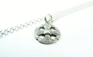 Sterling Celtic Cross Pendant With 18 Inch Sterling Silver Necklace