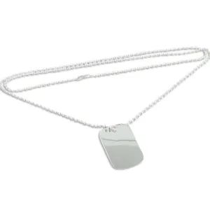 Sterling Silver 2.2mm Bead Chain Necklace with Engravable Dog Tag