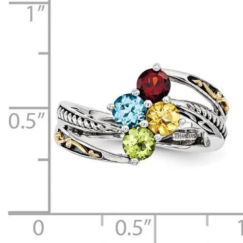 Sterling Silver & 14k Four-Stone Mother's Ring