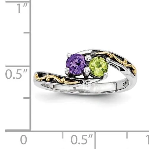 Sterling Silver & 14k Two-Stone Mother's Ring