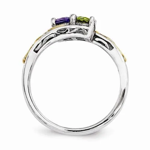 Sterling Silver & 14k Two-Stone Mother's Ring