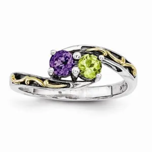Sterling Silver & 14k Two-Stone Mother's Ring