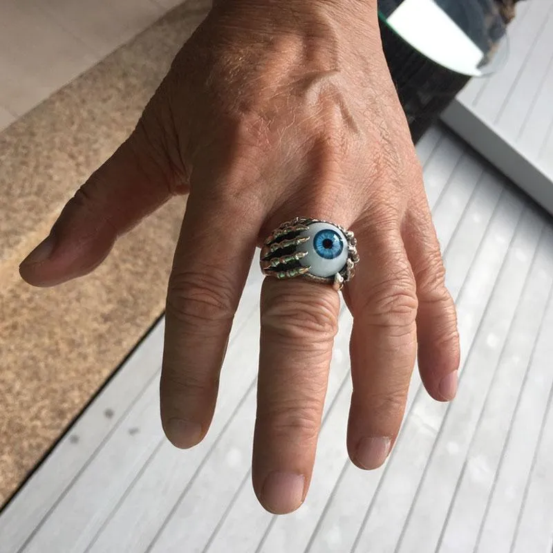 Sterling Silver Blue Eyeball Ring