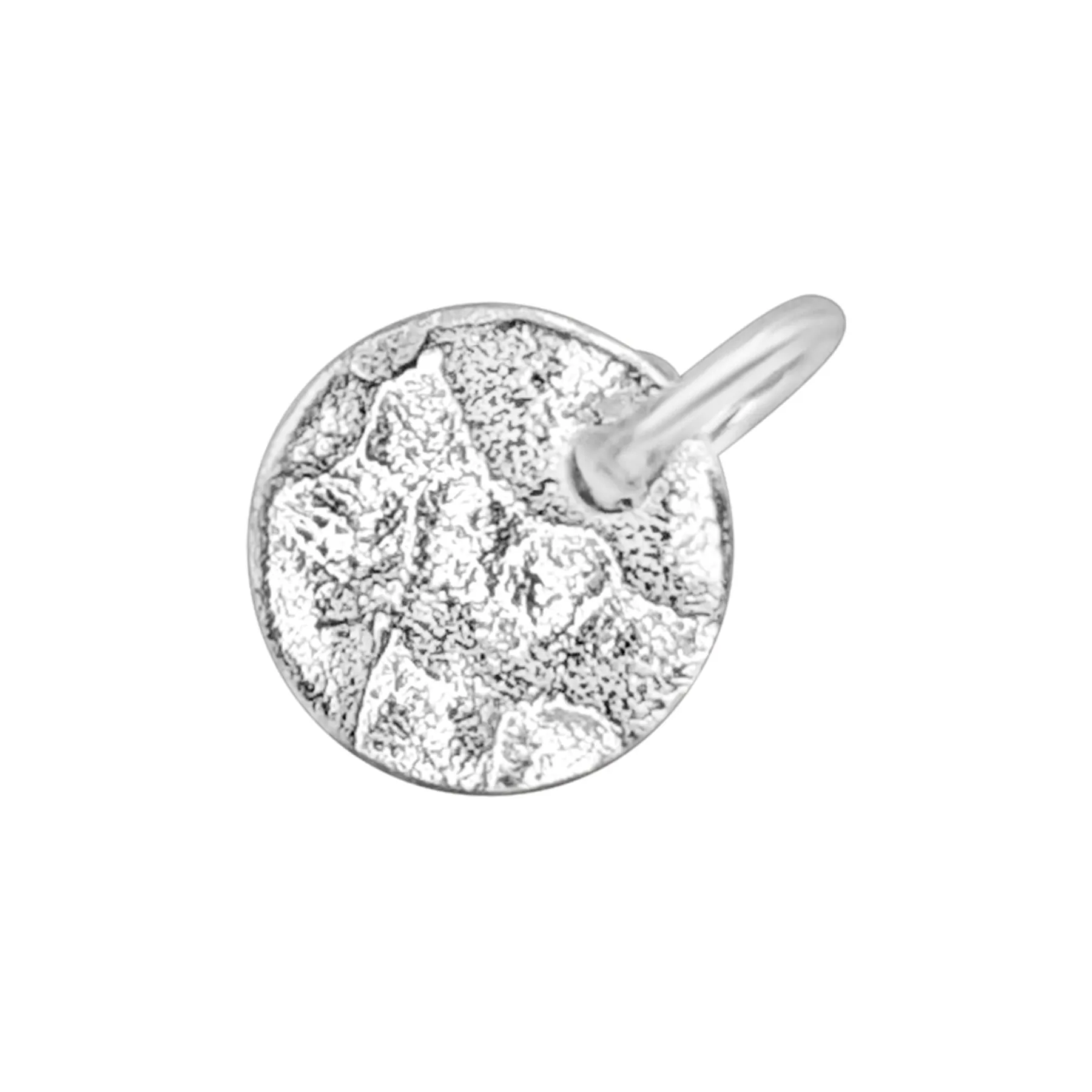 Sterling Silver Hammered Flat Disc Charm - Simple Geometric Finding