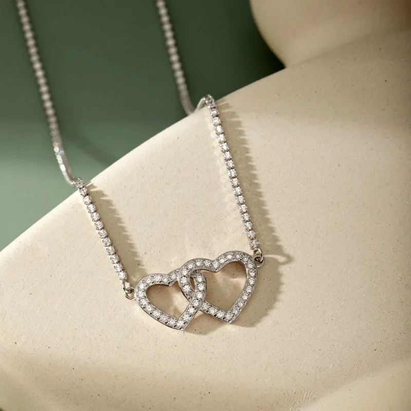 Sterling Silver Luxury Zircon Heart-Design Necklaces