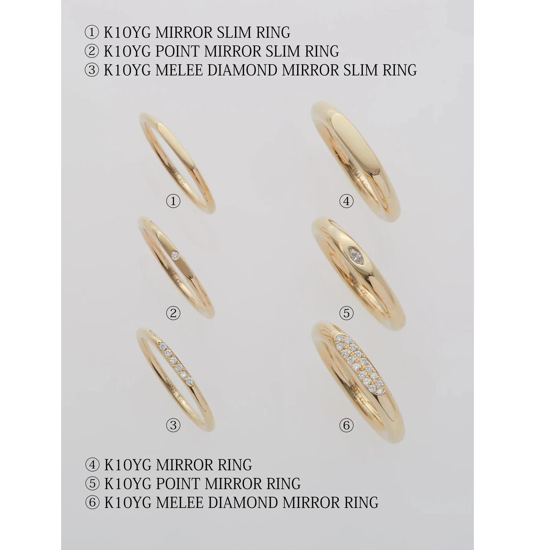 SURFACE K10YG MIRROR SLIM RING