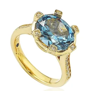 Suzy Levian Sterling Silver Blue Cubic Zirconia Ring