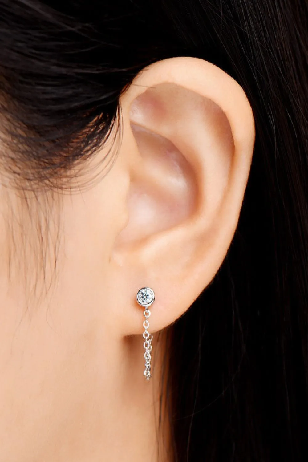 Timeless Joy Inlaid Moissanite Chain Stud Earrings