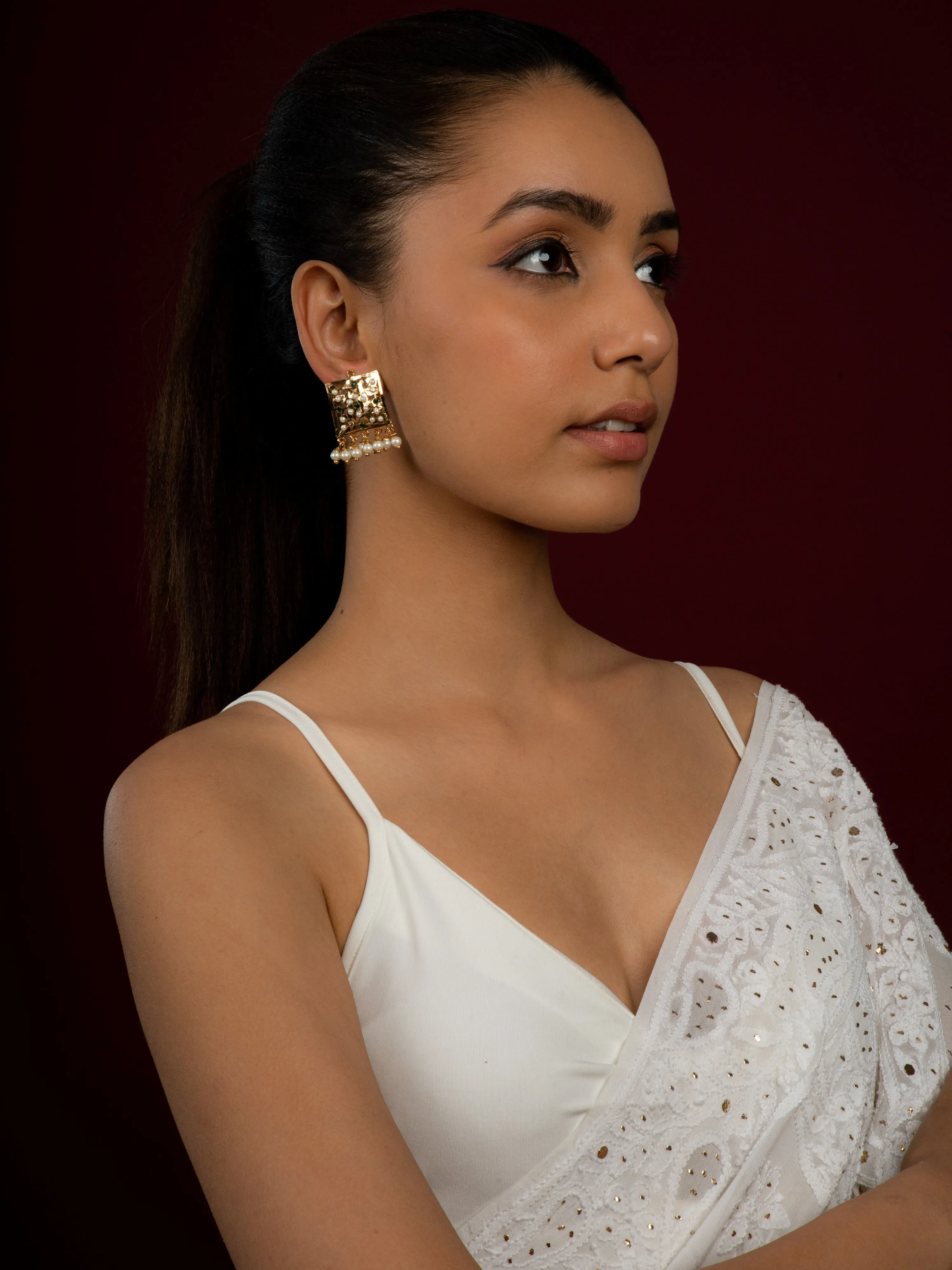 Timeless Square Shaped Jadau Studs Earrings