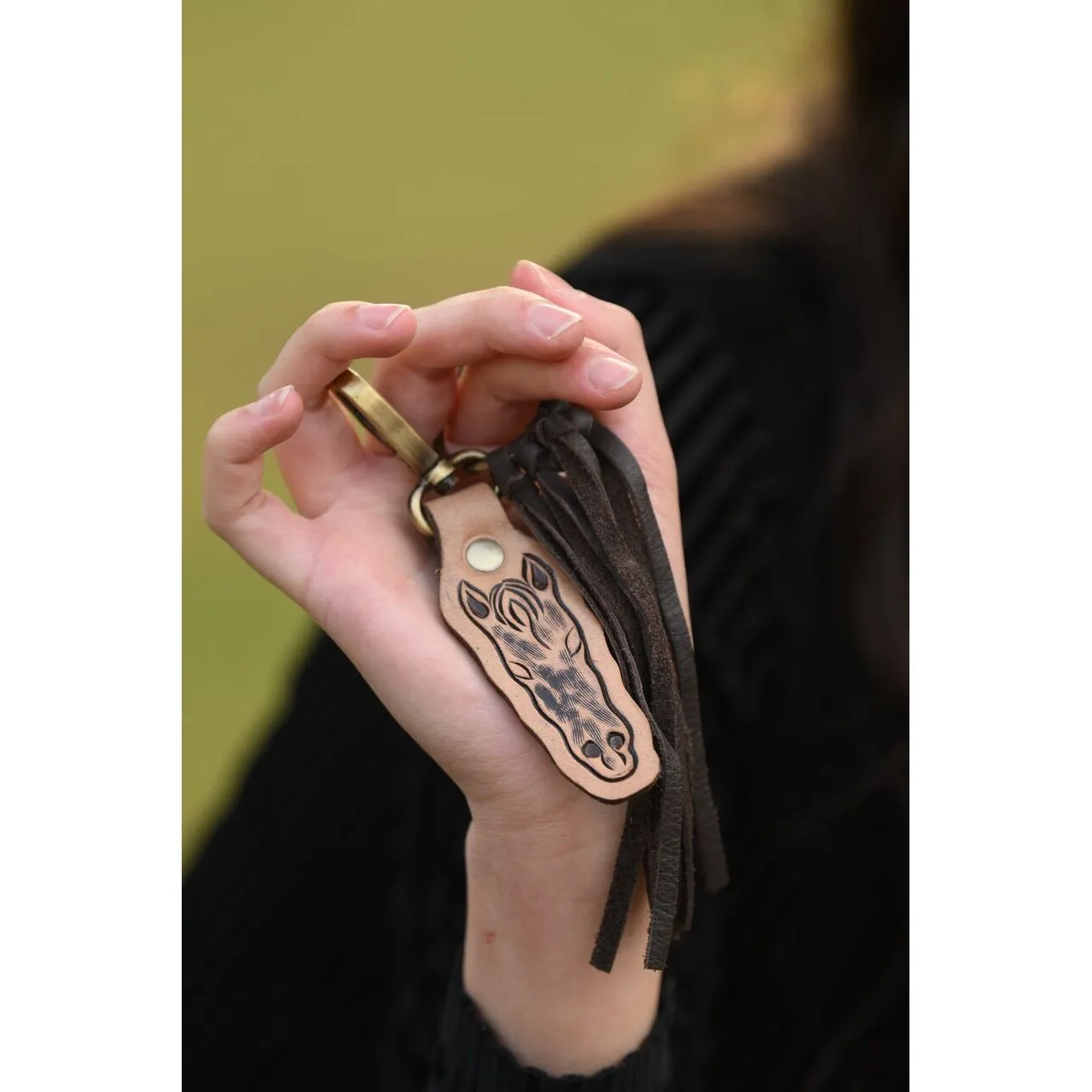 Tooling Leather Horse Keyring