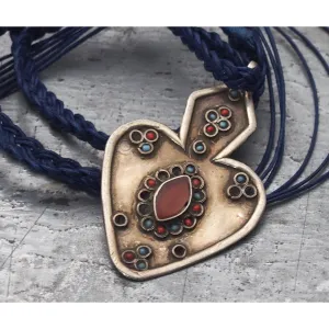 Turkmen Inlaid Carnelian Turquoise and Coral Asyk