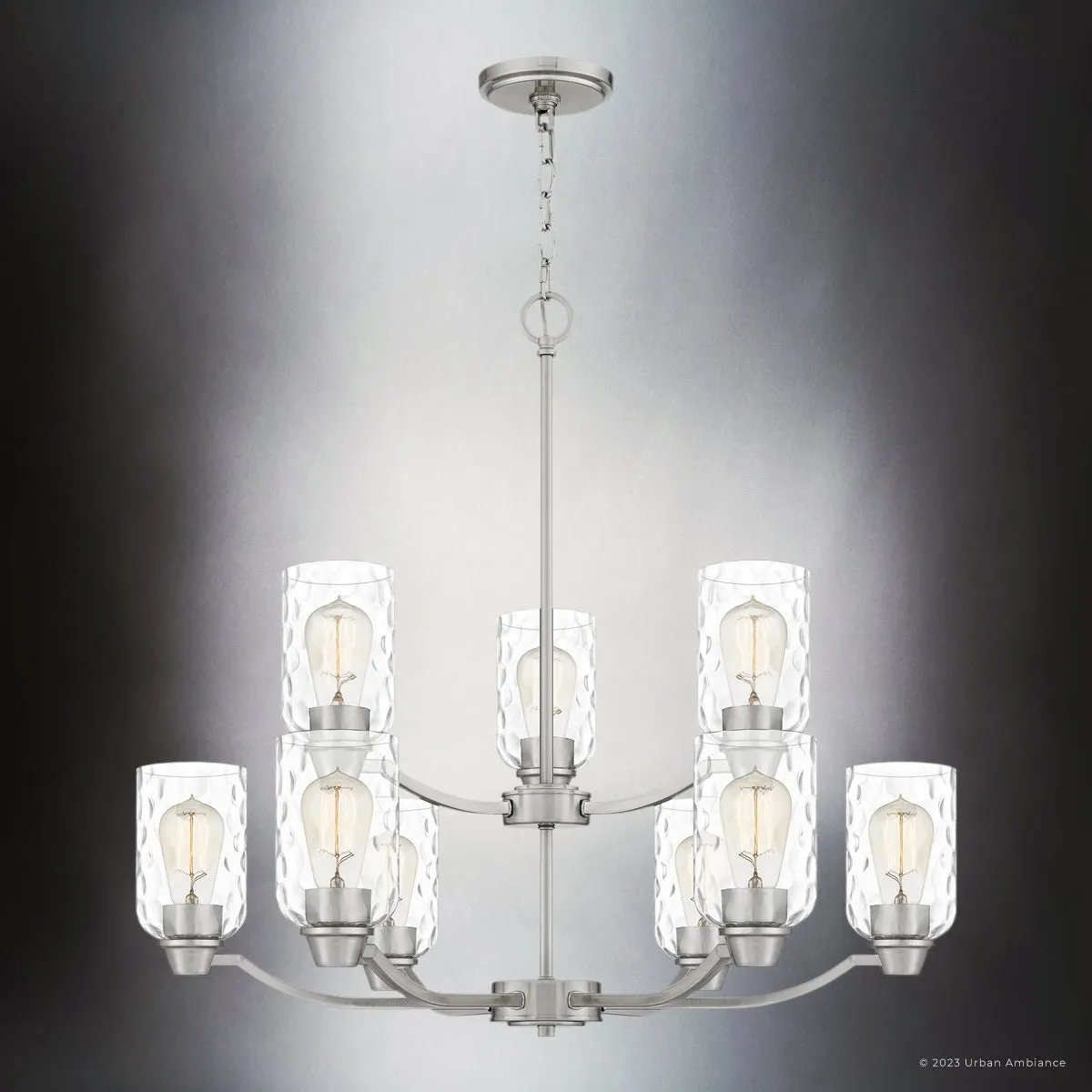UQL4425 Contemporary Indoor Chandelier, 27.25''H x 29.25''W x 29.25''D, Brushed Nickel Finish, Ravensburg Collection
