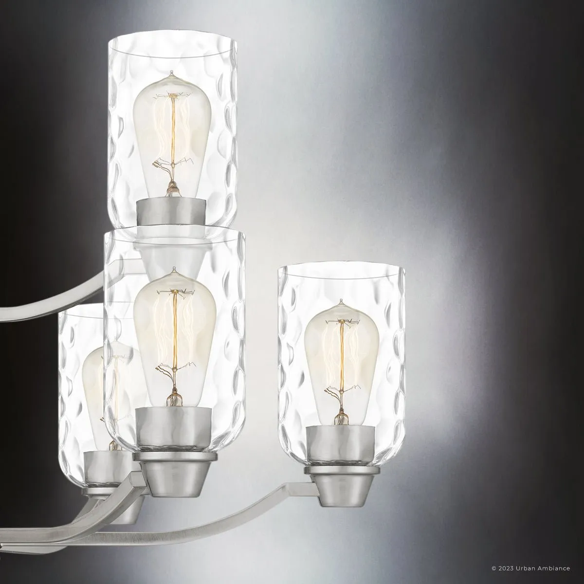 UQL4425 Contemporary Indoor Chandelier, 27.25''H x 29.25''W x 29.25''D, Brushed Nickel Finish, Ravensburg Collection