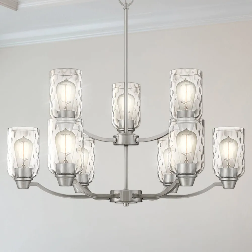 UQL4425 Contemporary Indoor Chandelier, 27.25''H x 29.25''W x 29.25''D, Brushed Nickel Finish, Ravensburg Collection