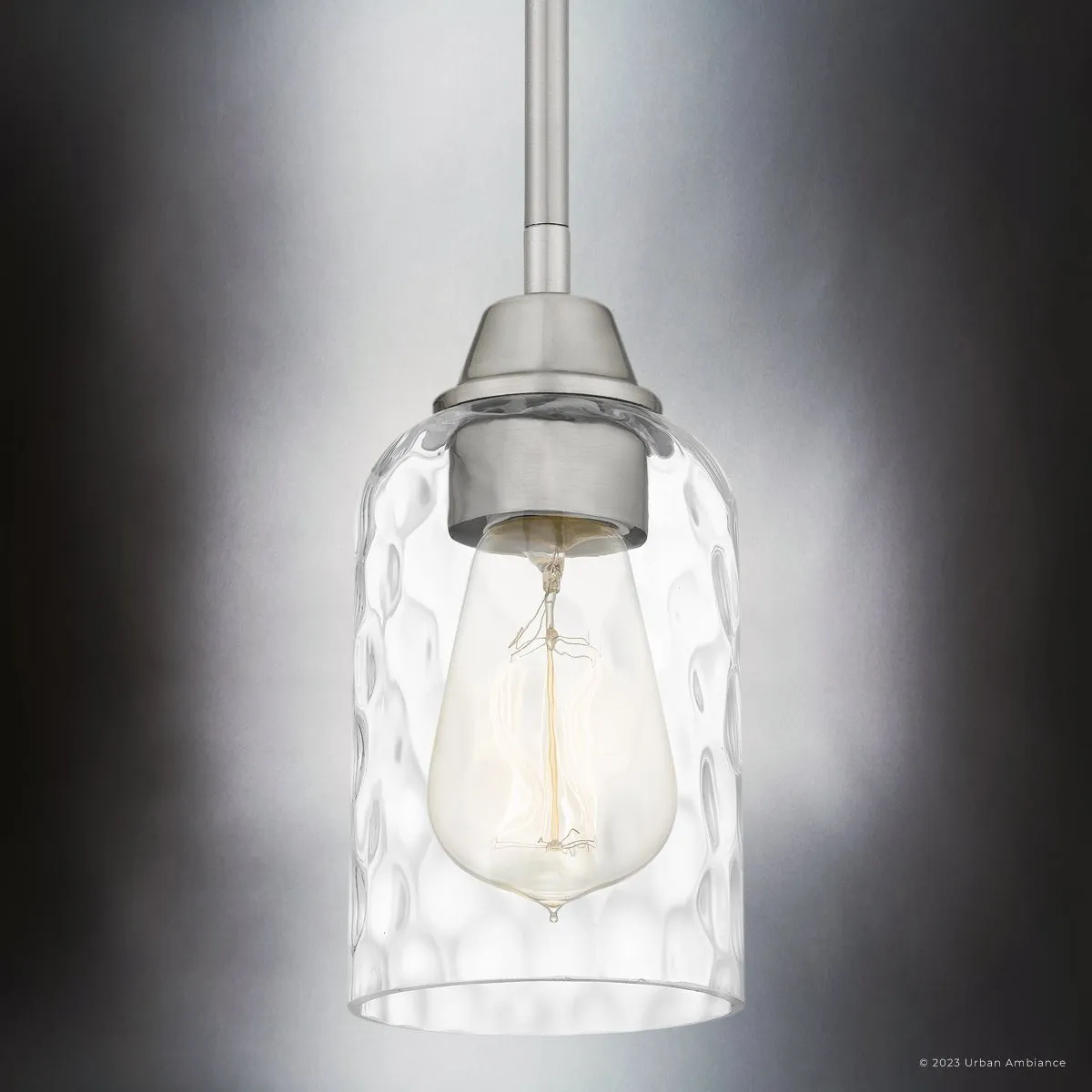UQL4428 Contemporary Indoor Pendant, 8.00''H x 4.00''W x 4.00''D, Brushed Nickel Finish, Ravensburg Collection