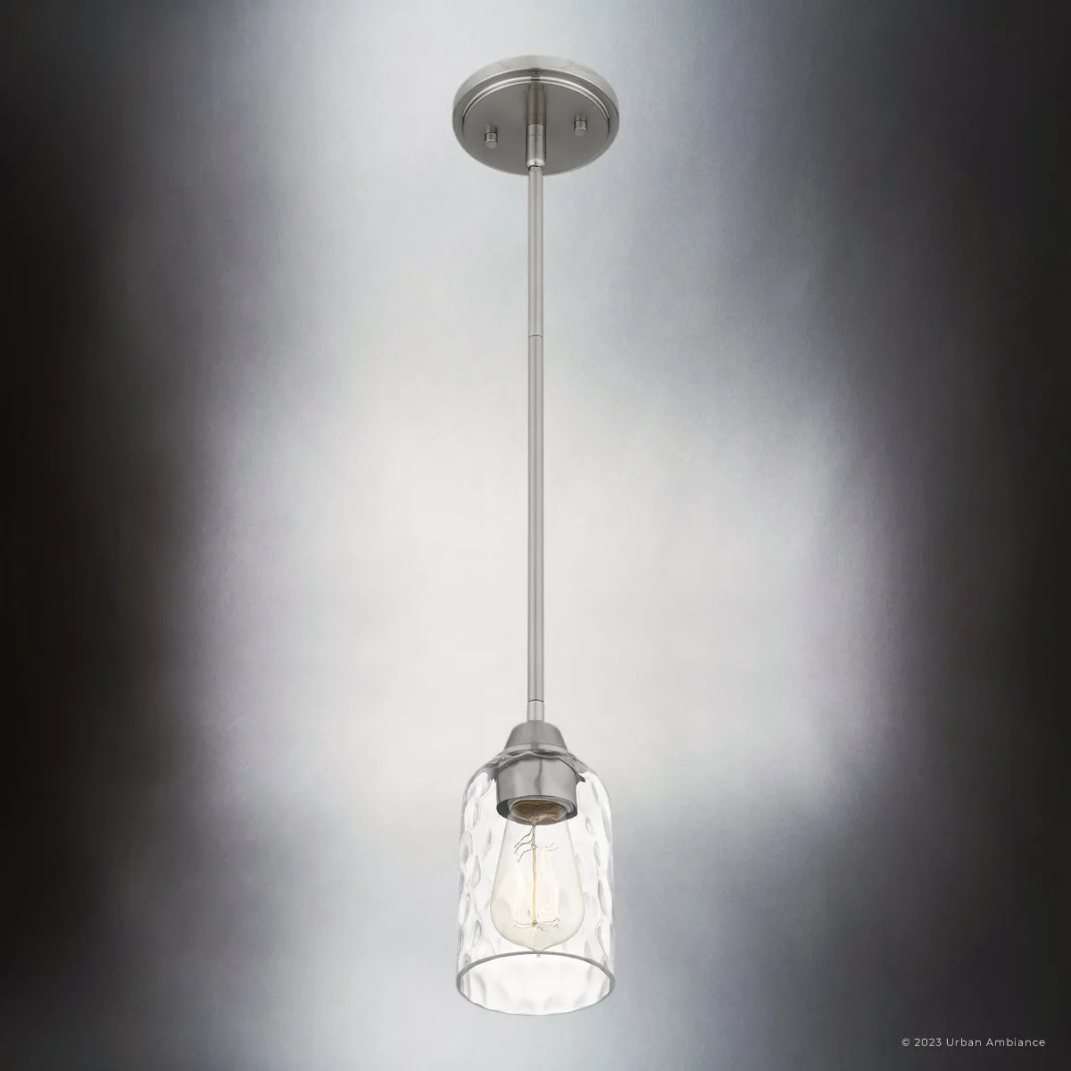 UQL4428 Contemporary Indoor Pendant, 8.00''H x 4.00''W x 4.00''D, Brushed Nickel Finish, Ravensburg Collection