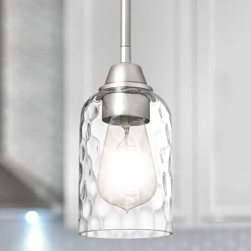 UQL4428 Contemporary Indoor Pendant, 8.00''H x 4.00''W x 4.00''D, Brushed Nickel Finish, Ravensburg Collection