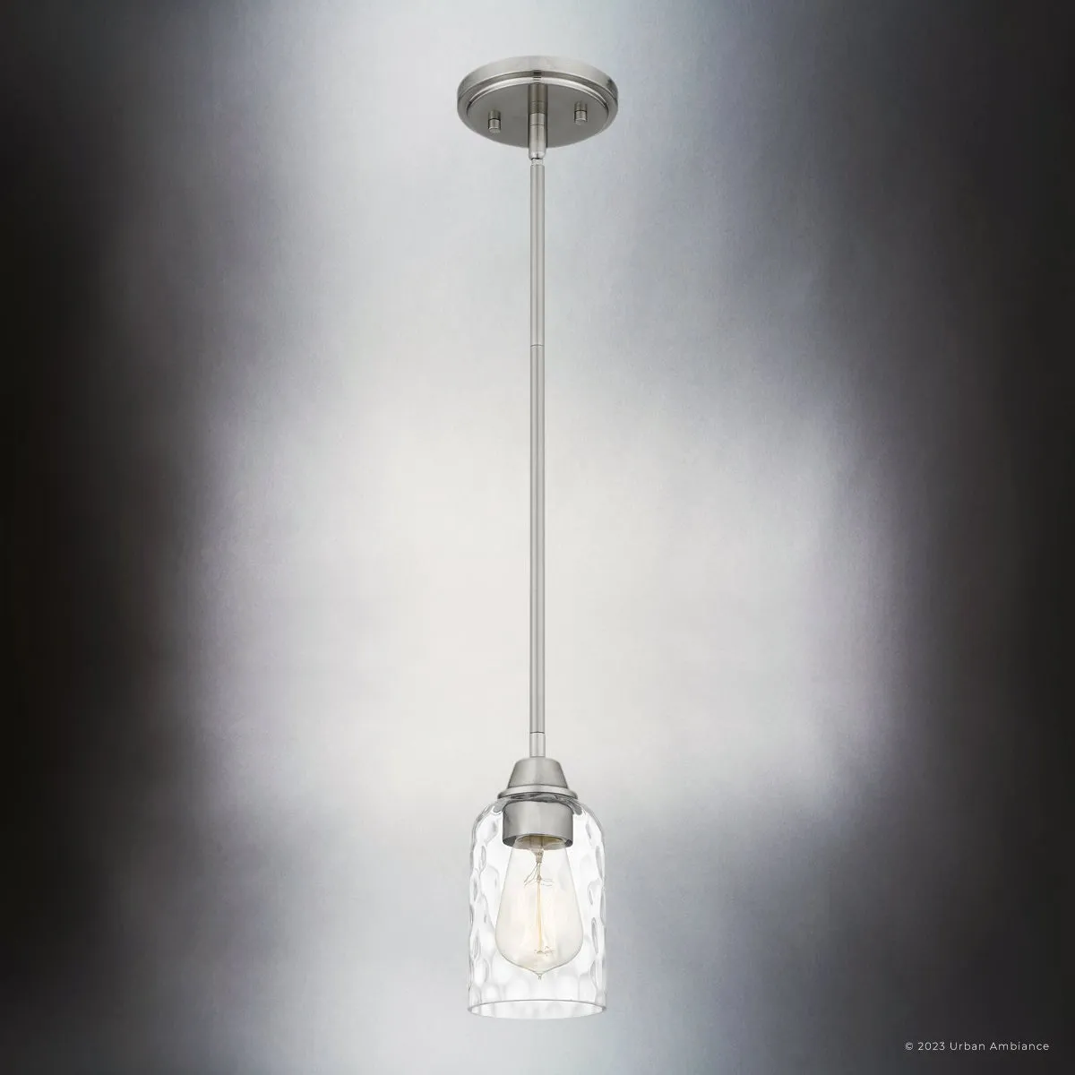 UQL4428 Contemporary Indoor Pendant, 8.00''H x 4.00''W x 4.00''D, Brushed Nickel Finish, Ravensburg Collection