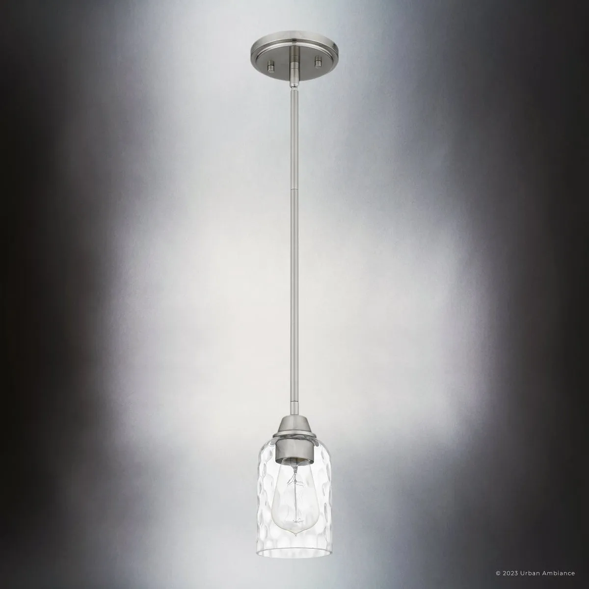 UQL4428 Contemporary Indoor Pendant, 8.00''H x 4.00''W x 4.00''D, Brushed Nickel Finish, Ravensburg Collection