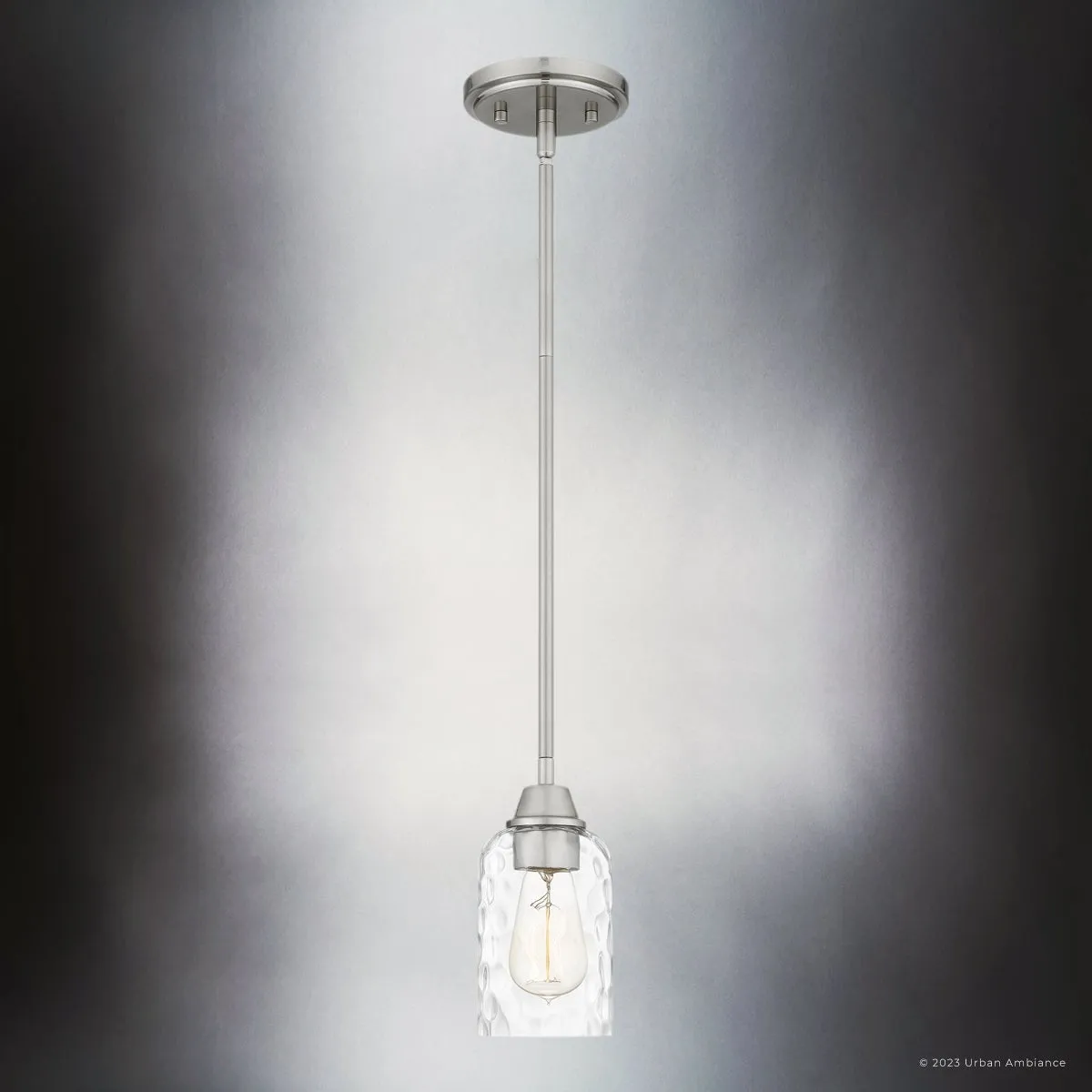 UQL4428 Contemporary Indoor Pendant, 8.00''H x 4.00''W x 4.00''D, Brushed Nickel Finish, Ravensburg Collection