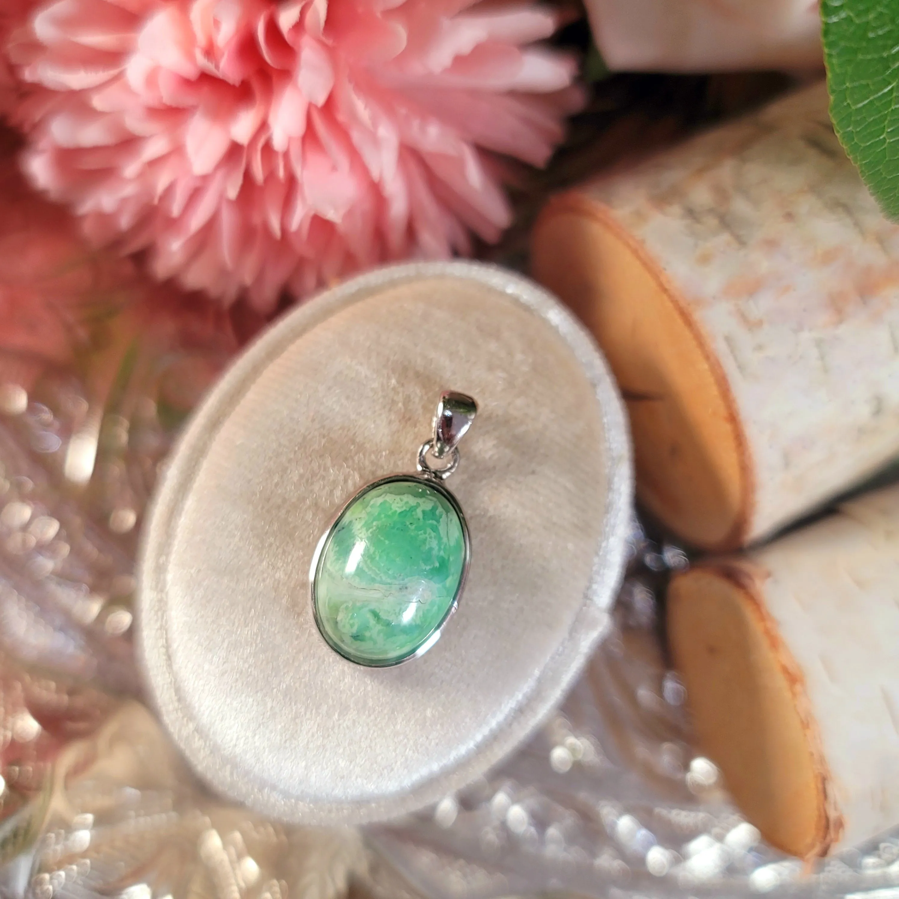 Variscite Pendant .925 Silver for Emotional Healing, Joy, Love and Prosperity