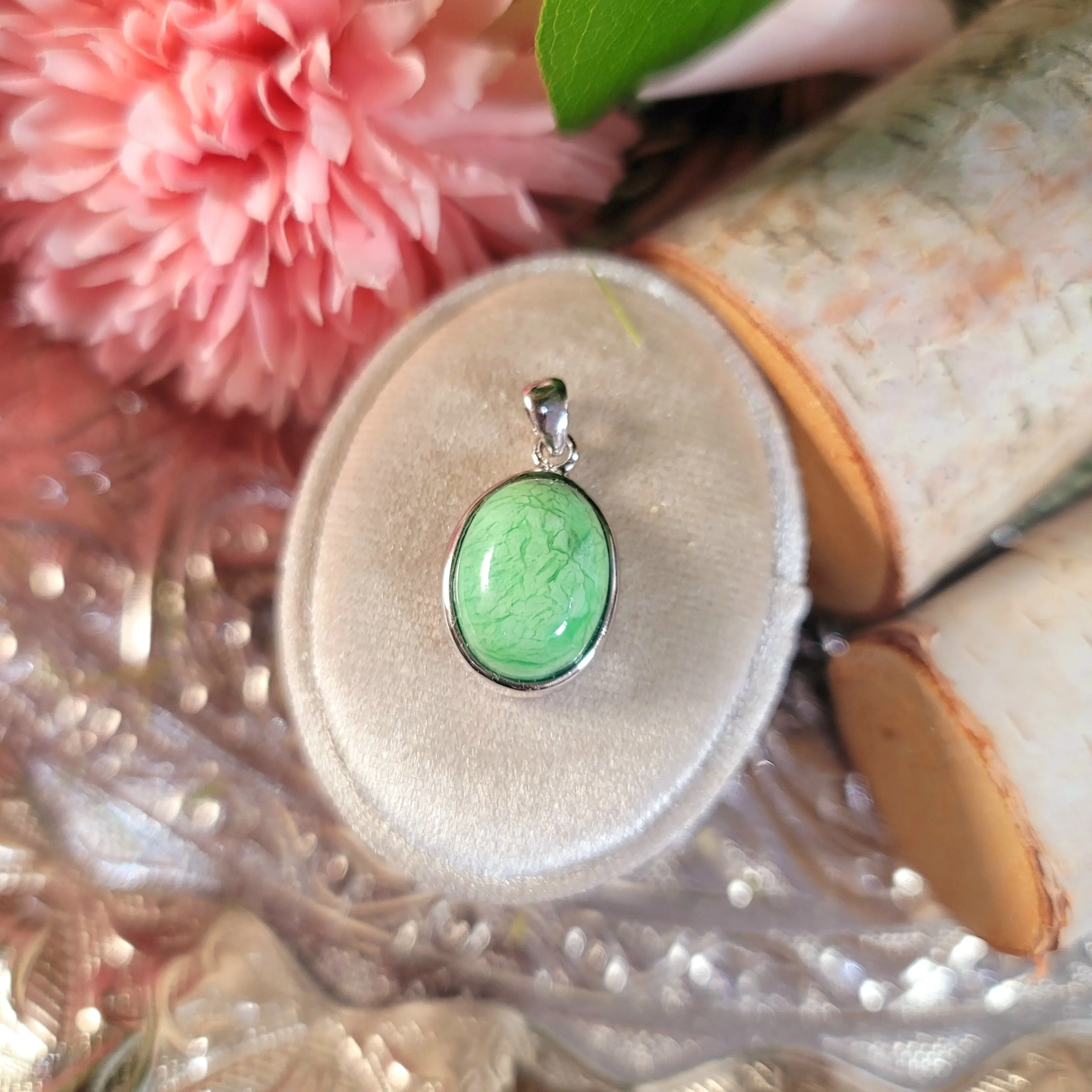 Variscite Pendant .925 Silver for Emotional Healing, Joy, Love and Prosperity