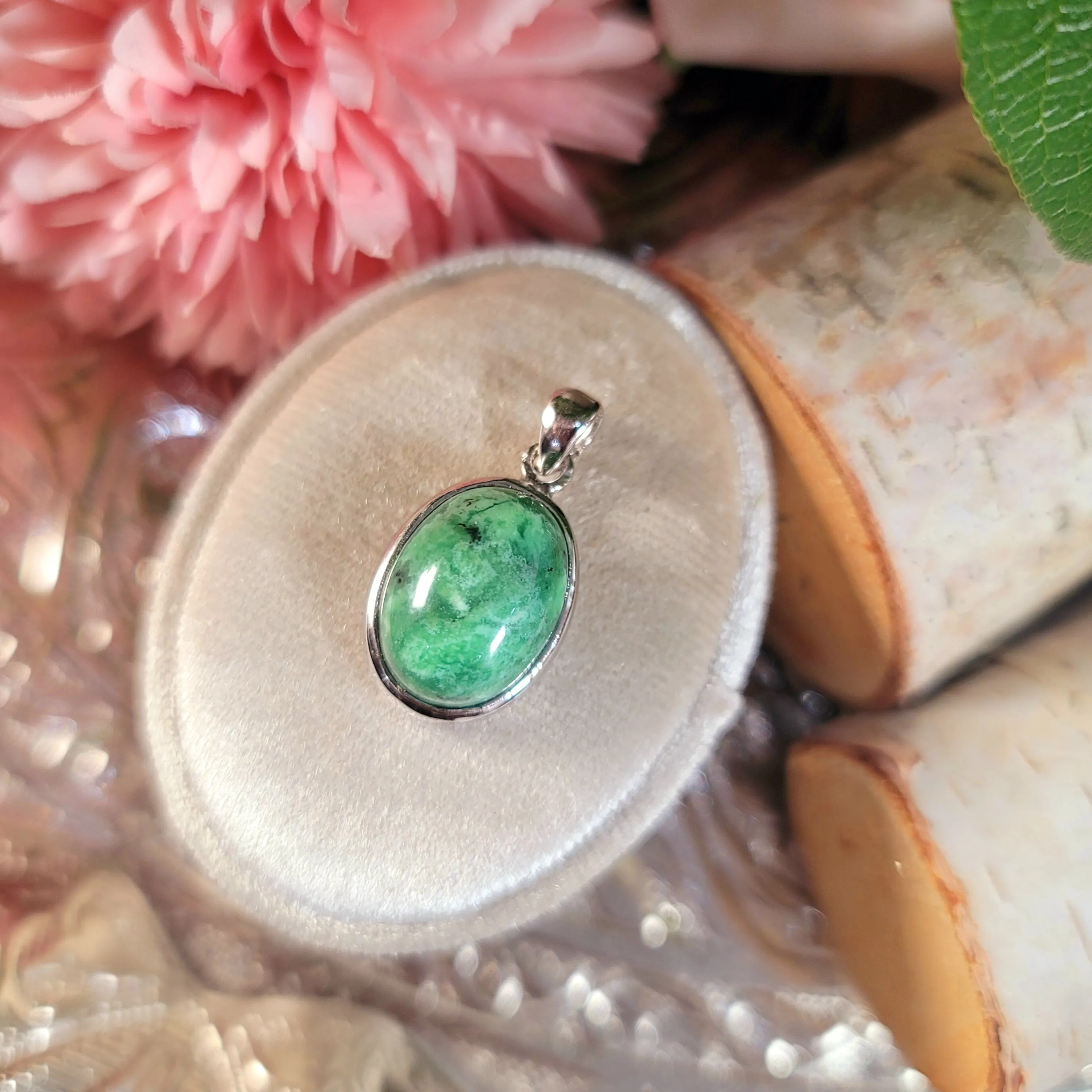 Variscite Pendant .925 Silver for Emotional Healing, Joy, Love and Prosperity
