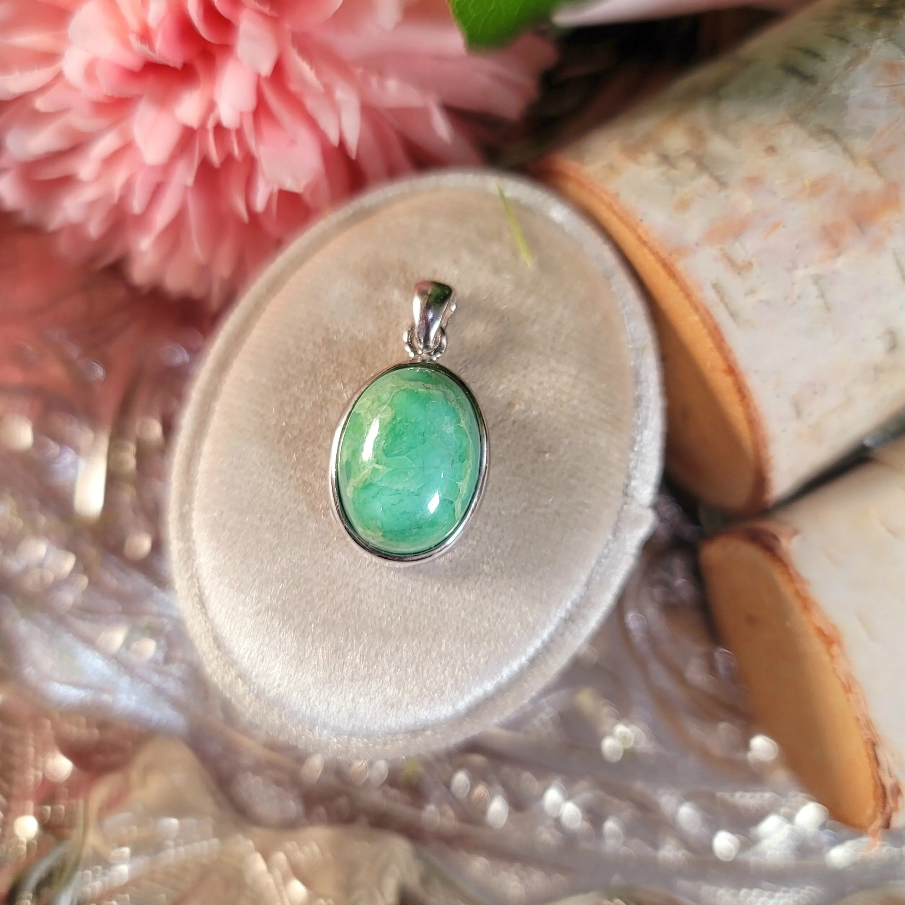 Variscite Pendant .925 Silver for Emotional Healing, Joy, Love and Prosperity