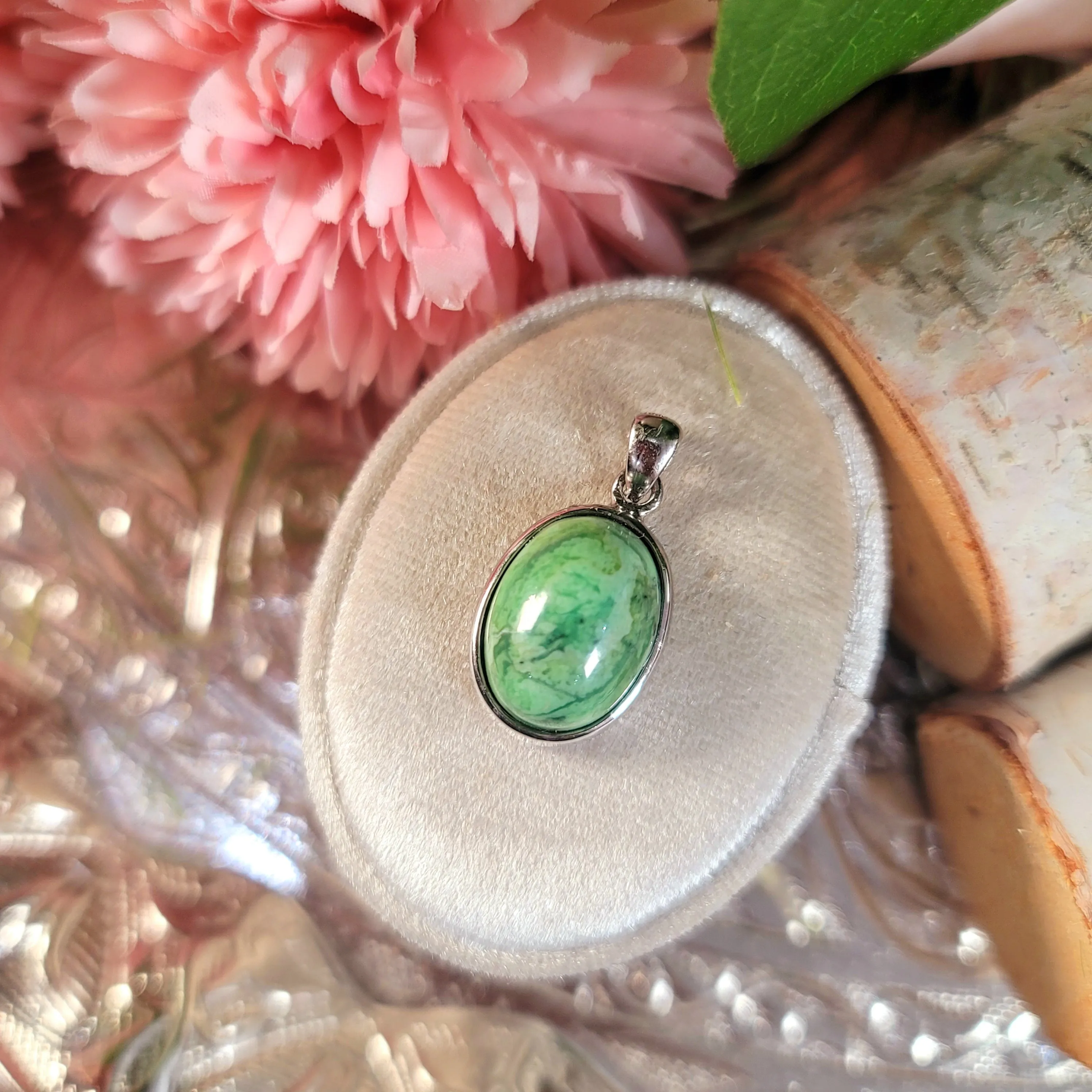Variscite Pendant .925 Silver for Emotional Healing, Joy, Love and Prosperity