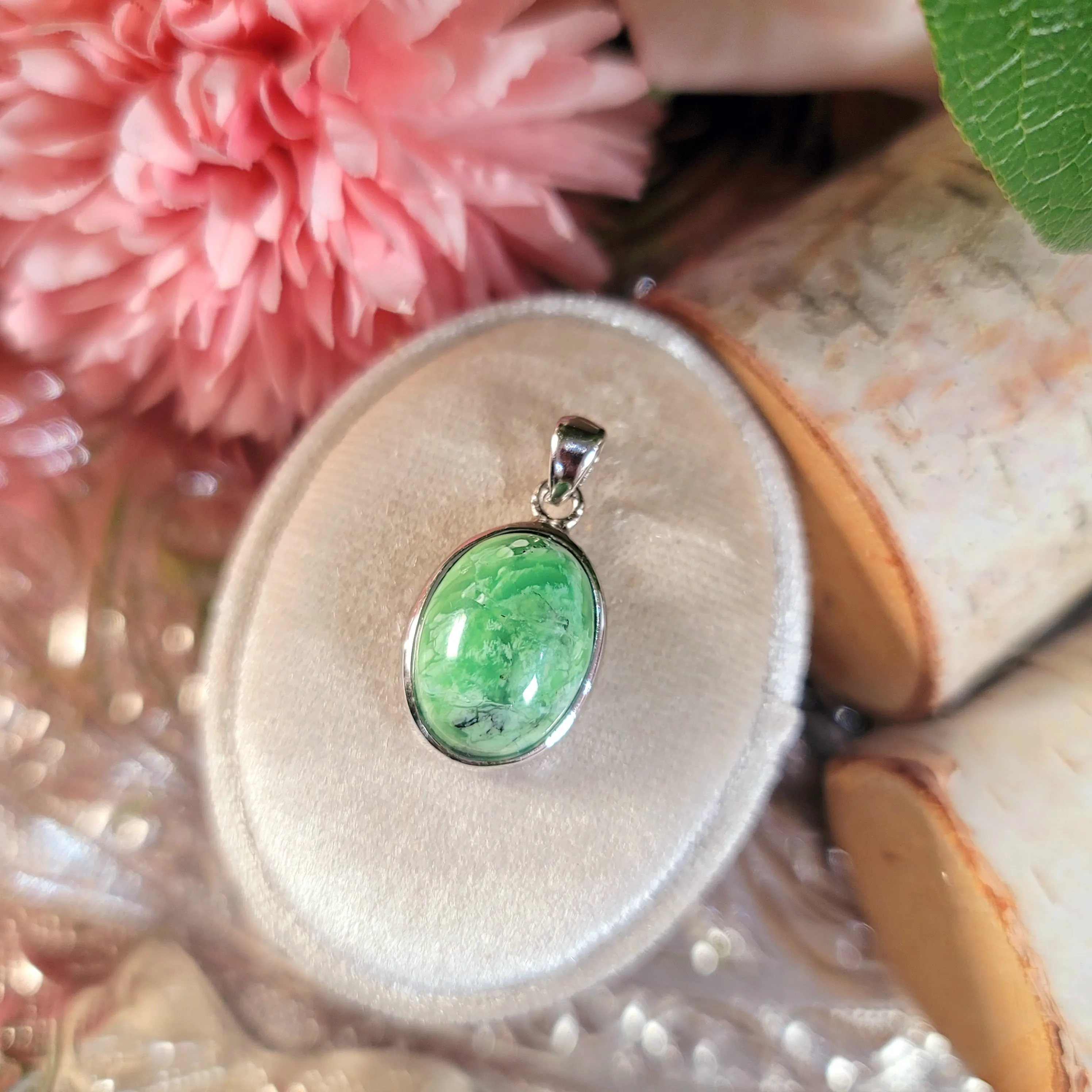 Variscite Pendant .925 Silver for Emotional Healing, Joy, Love and Prosperity