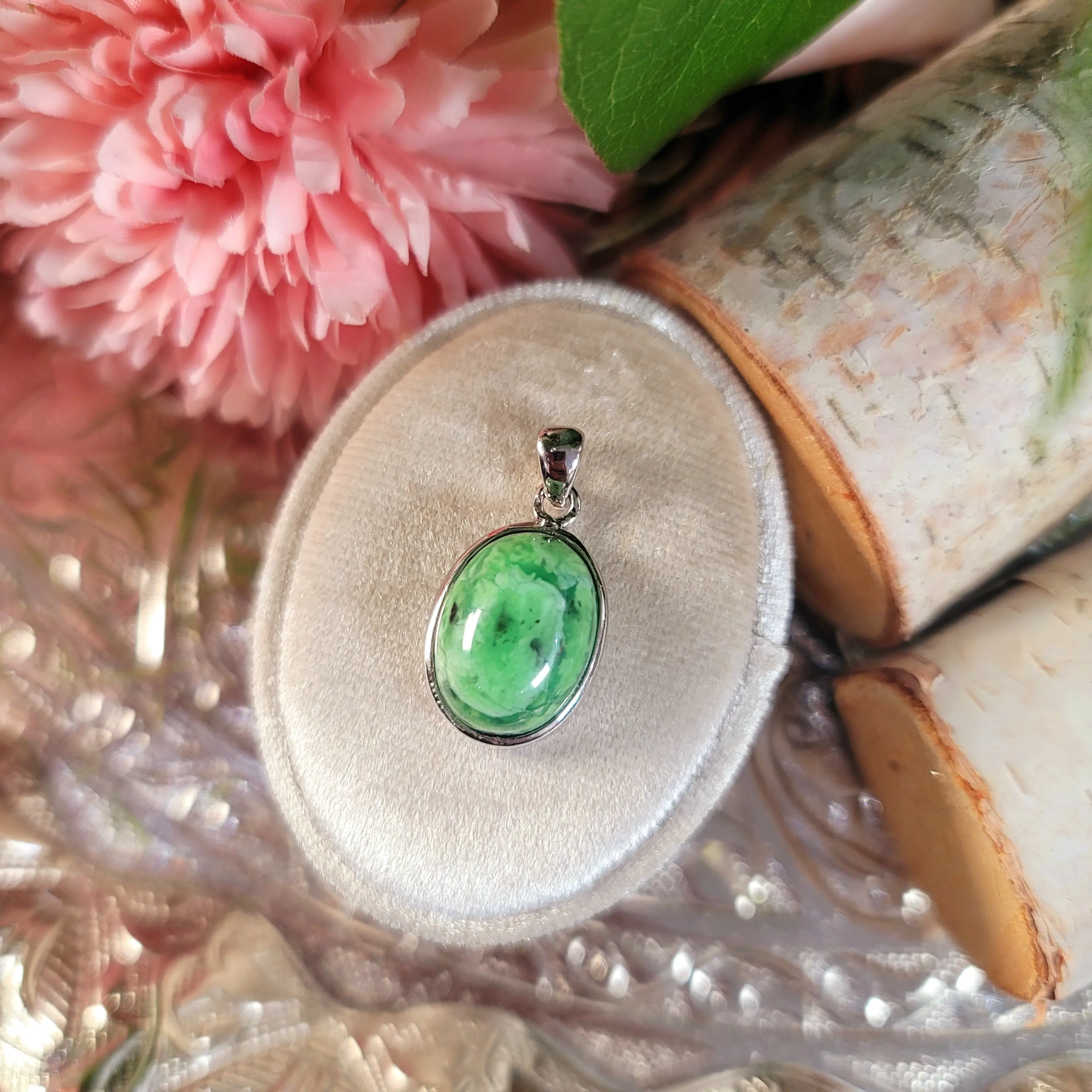 Variscite Pendant .925 Silver for Emotional Healing, Joy, Love and Prosperity