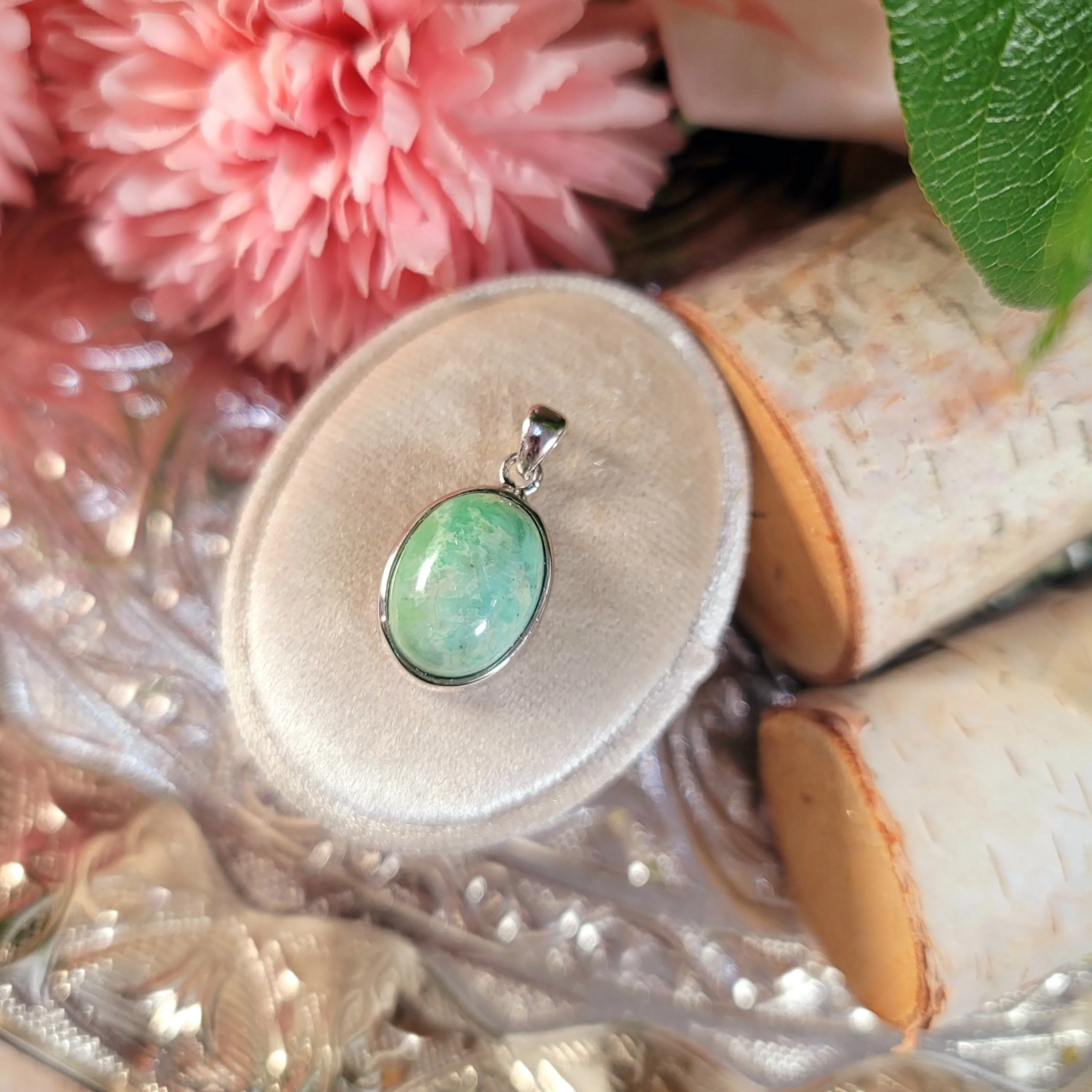 Variscite Pendant .925 Silver for Emotional Healing, Joy, Love and Prosperity