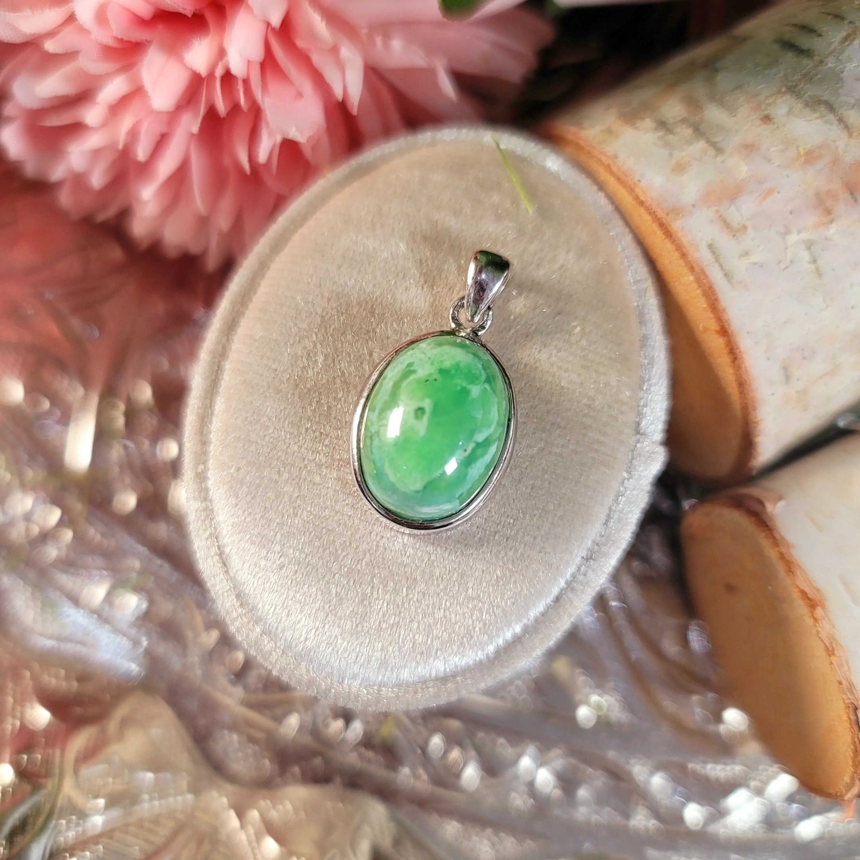 Variscite Pendant .925 Silver for Emotional Healing, Joy, Love and Prosperity
