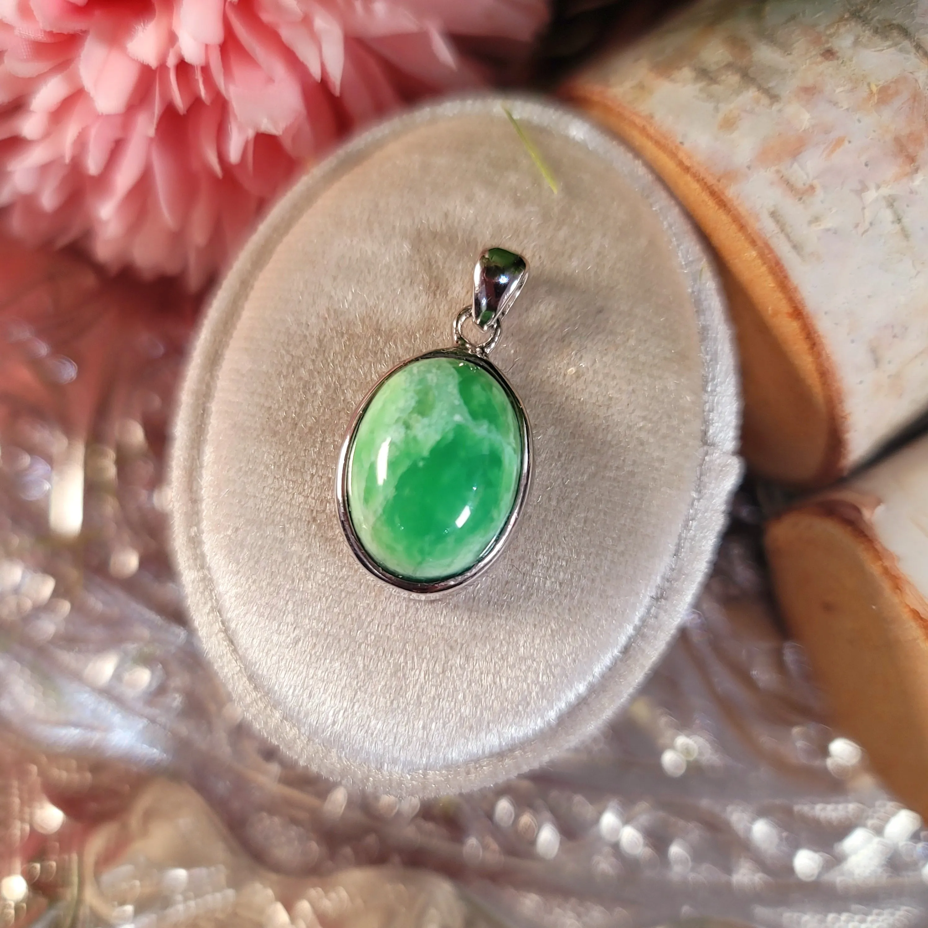 Variscite Pendant .925 Silver for Emotional Healing, Joy, Love and Prosperity