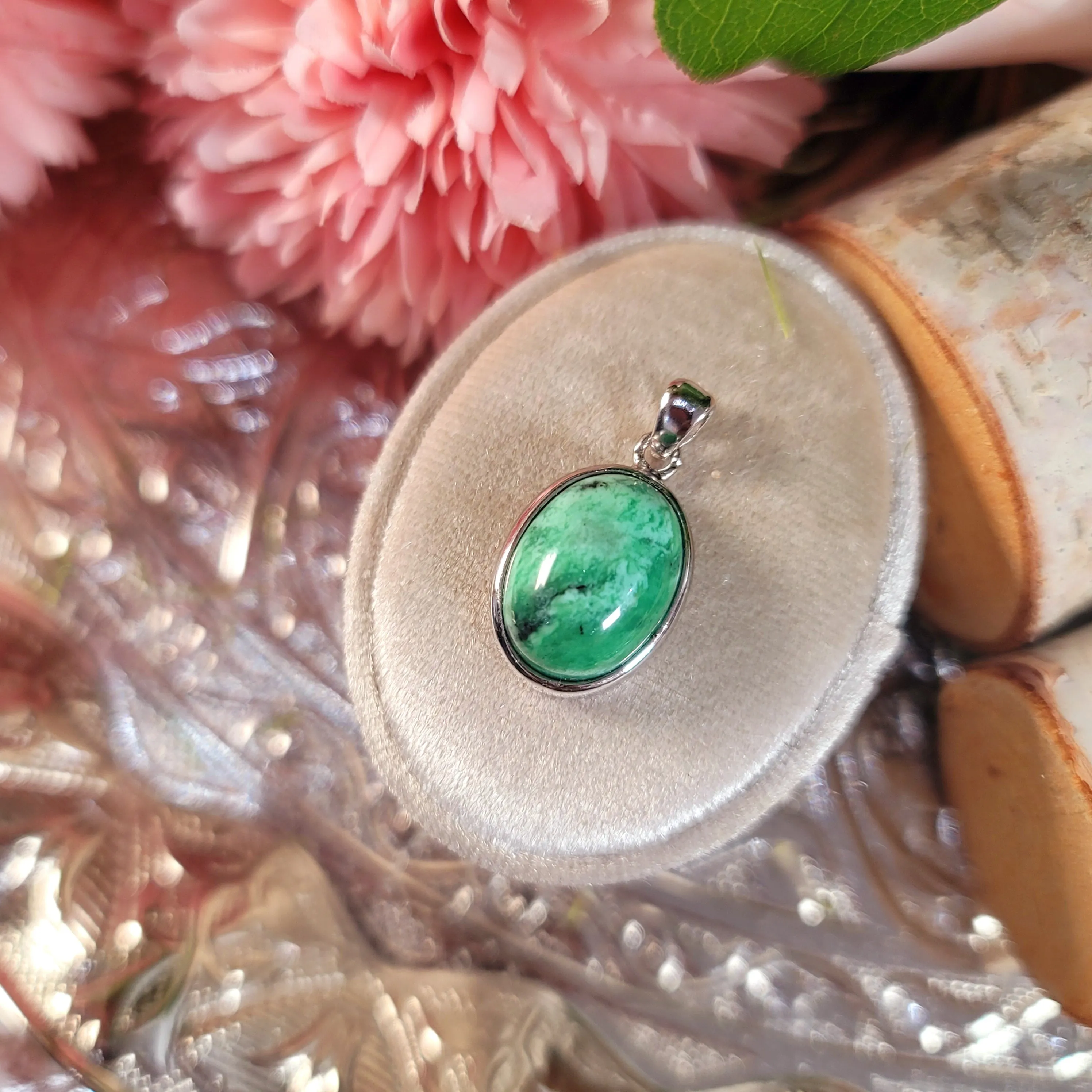 Variscite Pendant .925 Silver for Emotional Healing, Joy, Love and Prosperity