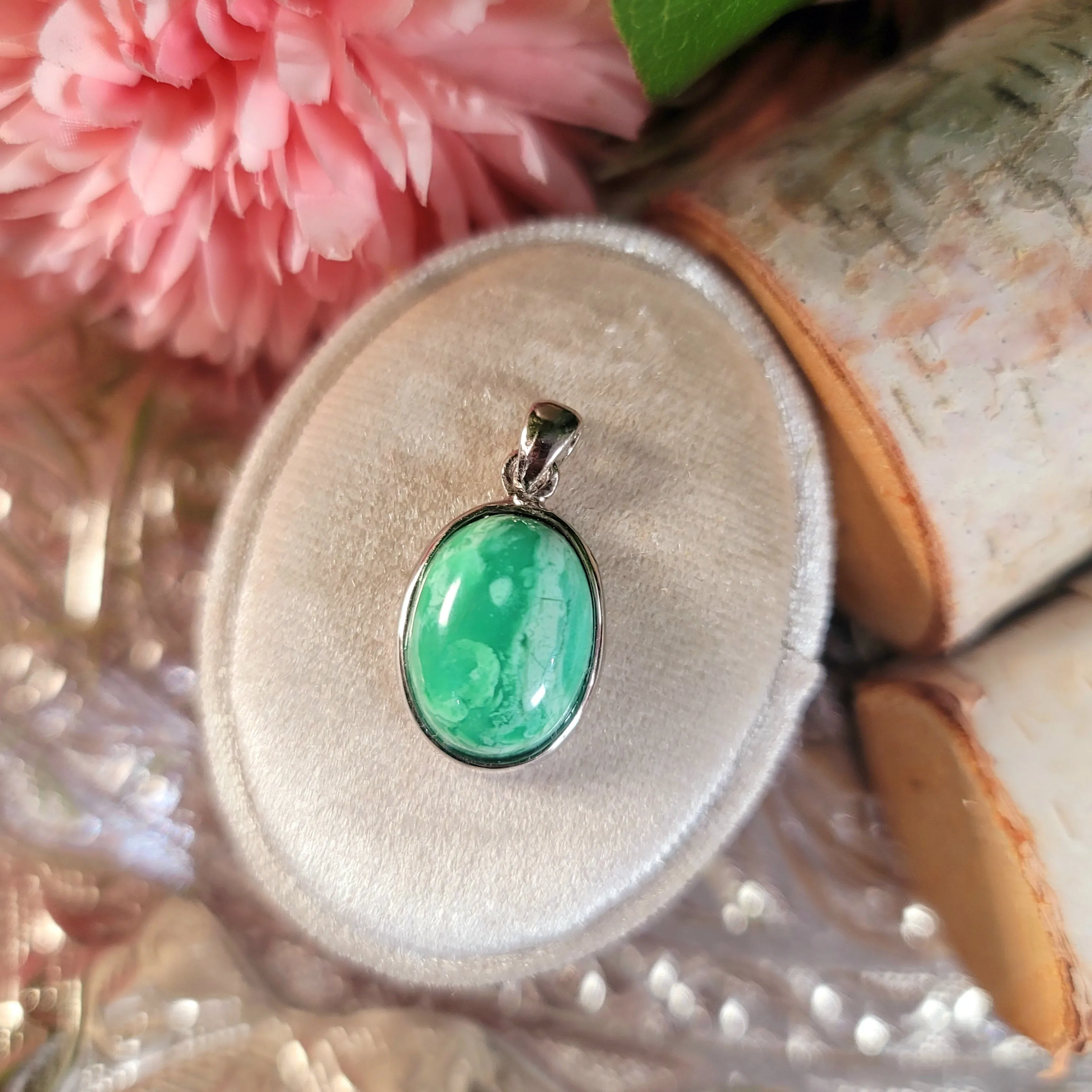 Variscite Pendant .925 Silver for Emotional Healing, Joy, Love and Prosperity
