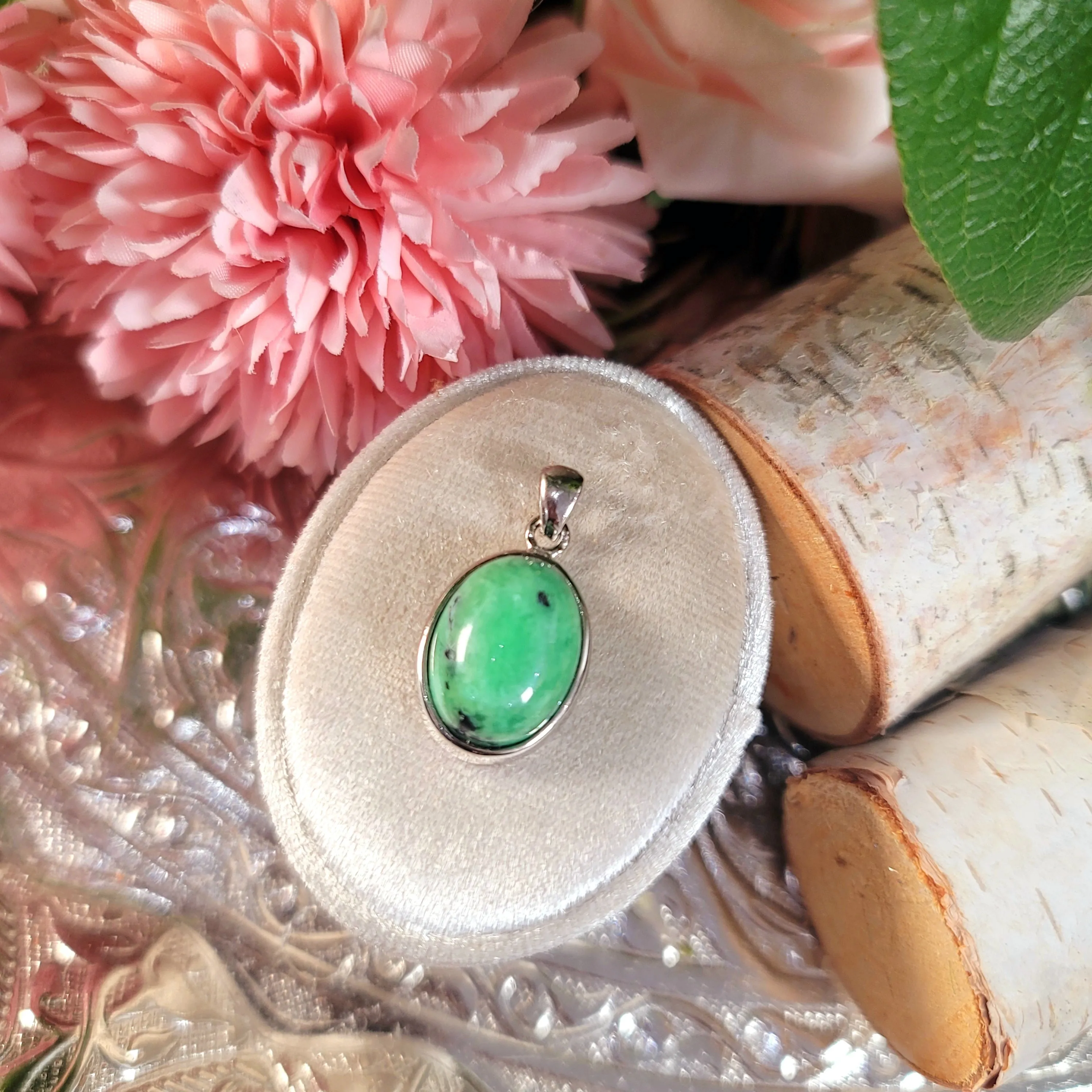 Variscite Pendant .925 Silver for Emotional Healing, Joy, Love and Prosperity