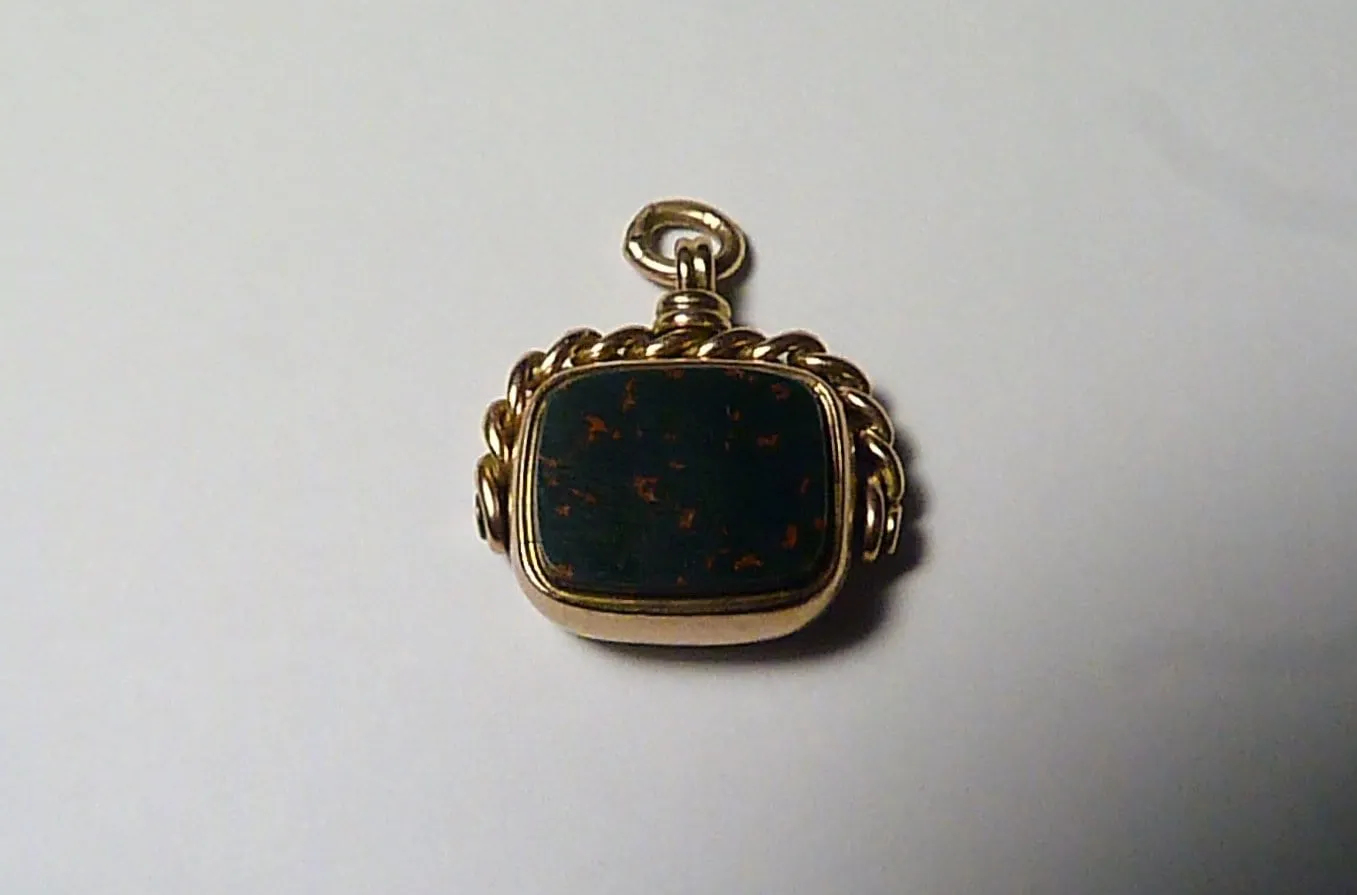 Victorian Hallmarked Gold Swivel Fob 1896 Bloodstone And Carnelian Victorian Gold Pendants