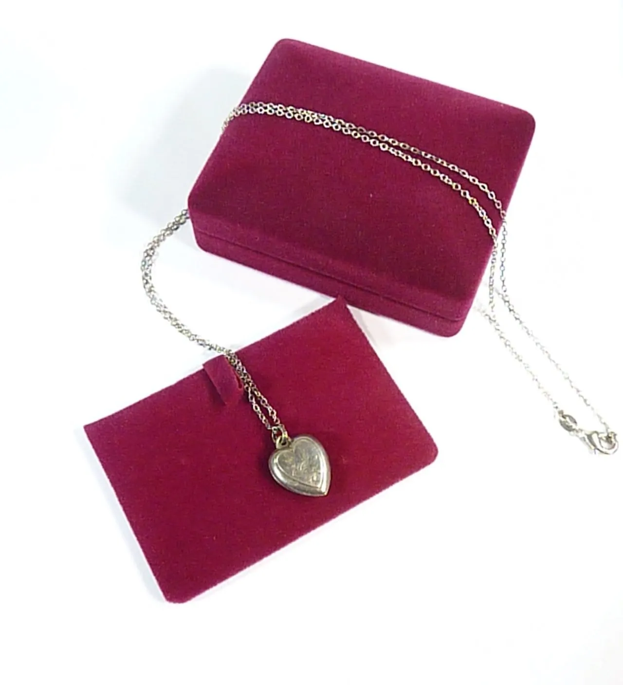 Victorian Sterling Silver Heart Shaped Pendant With Sterling 24 Inch Chain