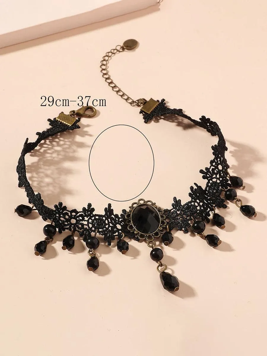 Vintage Black Lace Gothic Necklace MSN20001
