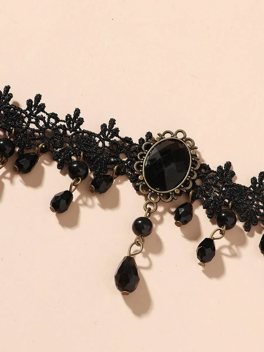 Vintage Black Lace Gothic Necklace MSN20001